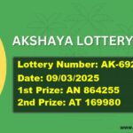 AKSHAYA LOTTERY RESULT | AK-692 | 09/03/2025