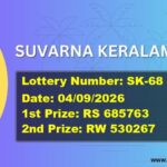 SUVARNA KERALAM LOTTERY RESULT | SK-68 | 04/09/2026